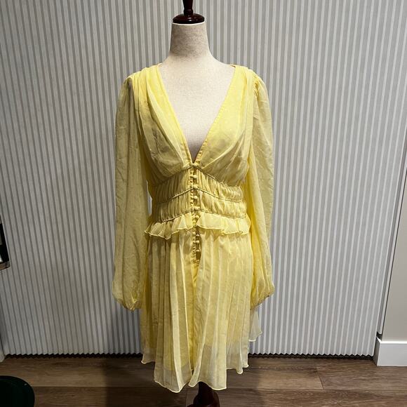 ASOS DESIGN Women's Button Through Ruched Waist Pleated Mini Dress Size 8 - Picture 4 of 11